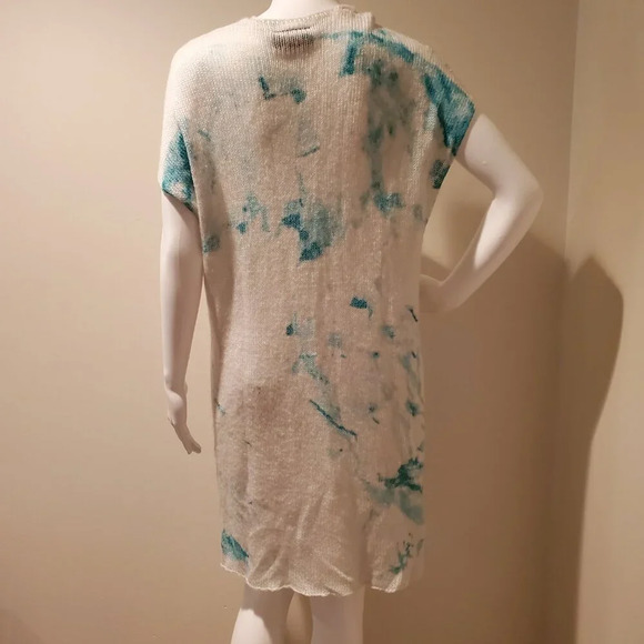 Wooden Ships Tie Dye Sweater Tunic Dress Blue White Mohair Wool Blend S/M - Picture 5 of 5